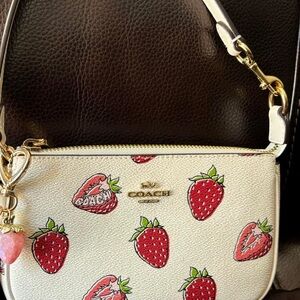 Coach nolita 19 Cream and Red Strawberry Print Clutch
